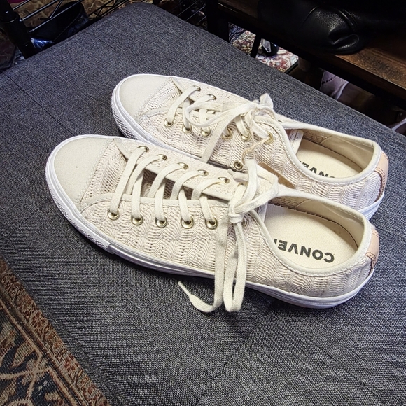 Converse All Star Lift Herringbone Off-White Canvas Sneakers - Picture 4 of 11